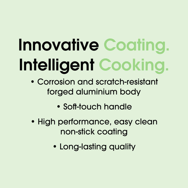 Promotional banner highlighting innovative non-stick aluminium cookware features.