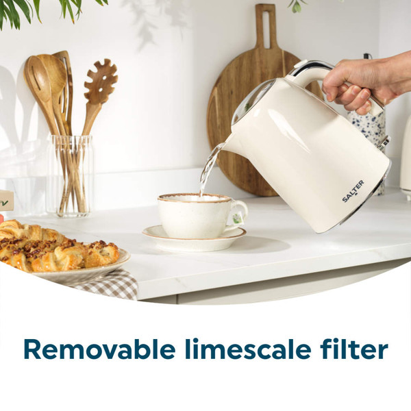 Retro Cream 1.7L Kettle - Plastic