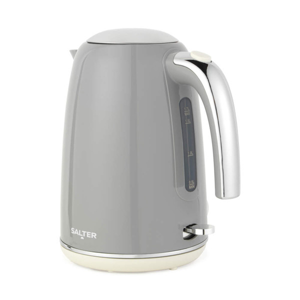 Grey electric kettle with water level window