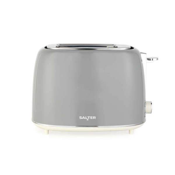 Grey Salter two-slice toaster with rounded design, front view
