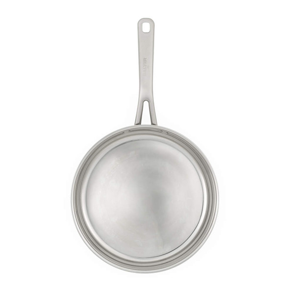 Stainless steel frying pan, top view