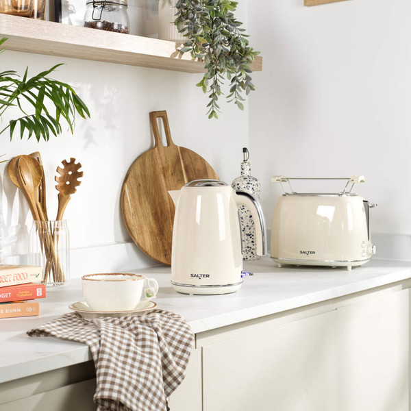 Retro Kettle, 2-Slice Toaster & Canister Set - Cream