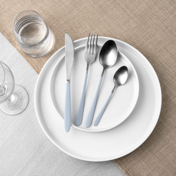 Naturals Collection 16-Piece Stainless Steel Cutlery Set, Silver Plated/Grey
