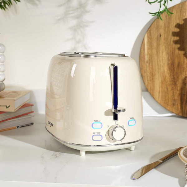 Retro Kettle, 2-Slice Toaster & 3pc Canister Set - Cream