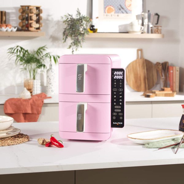 VertiCook Pink Dual Air Fryer & Silicone Liner Set