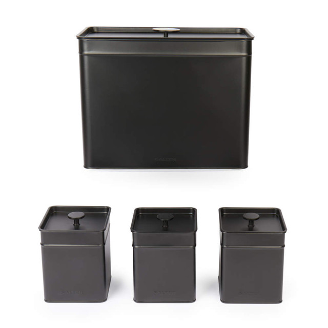 Salter Kuro 4-piece black countertop storage set retail box