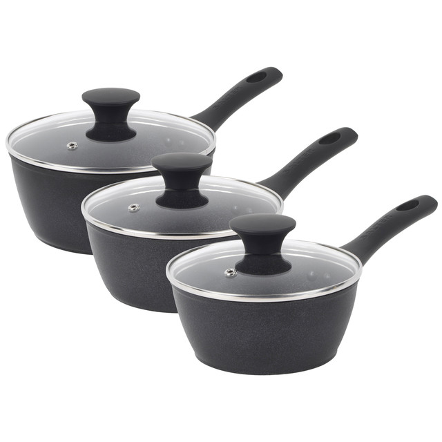 Megastone Noir 3-Piece Saucepan Set