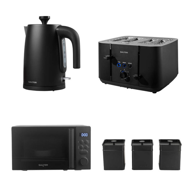 Kuro Kettle, Toaster & Digital Microwave Set - with Canisters