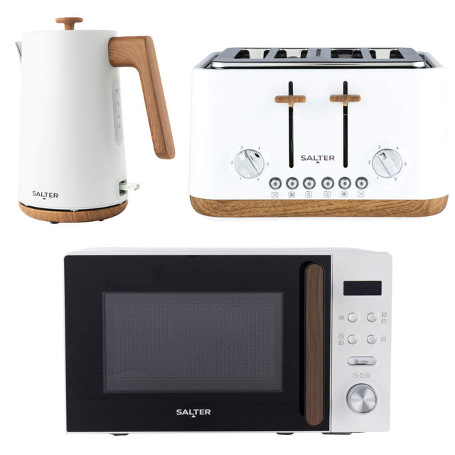 Toronto Kettle, Toaster, Microwave Set - White