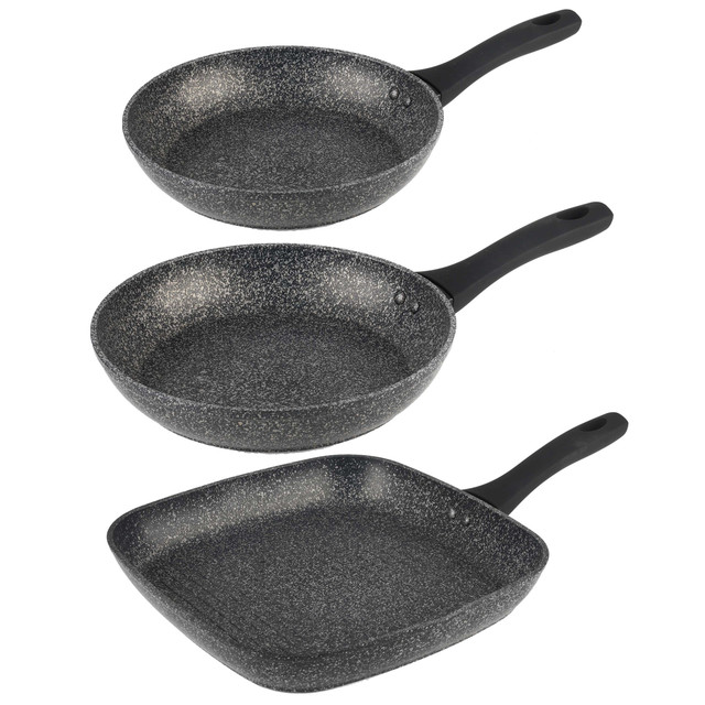 Megastone 3-Piece Thermo Collar Griddle & Frying Pan Set