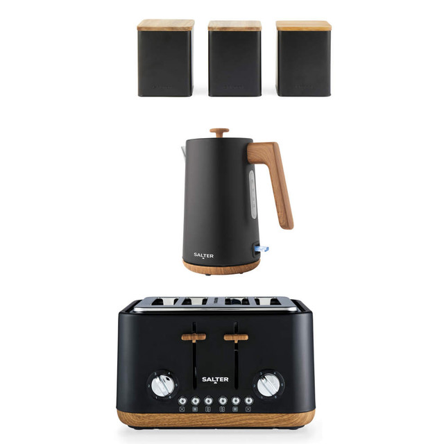 Toronto Kettle, 4-Slice Toaster & Canister Set - Black