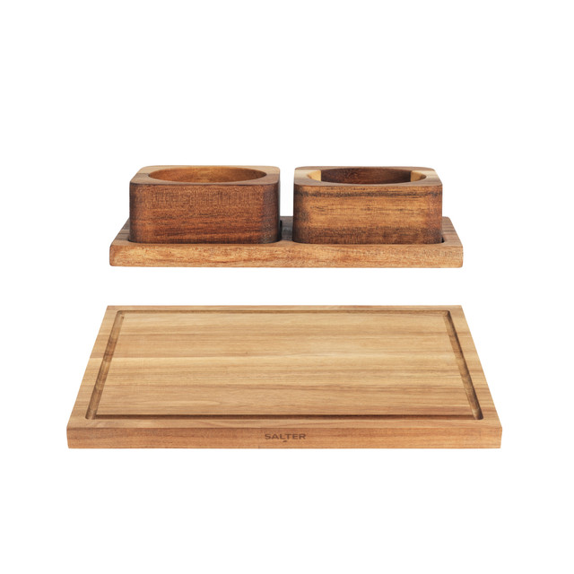 Toronto Chopping Board & Pinch Pot Set - Brown - COMBO-9546 - Salter - 5054061600568