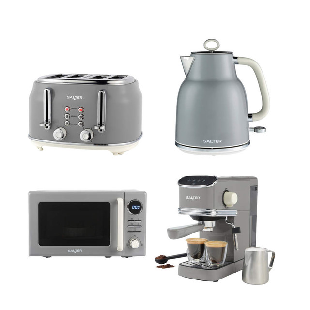 Retro Grey Kitchen Set - 4-Slice Toaster