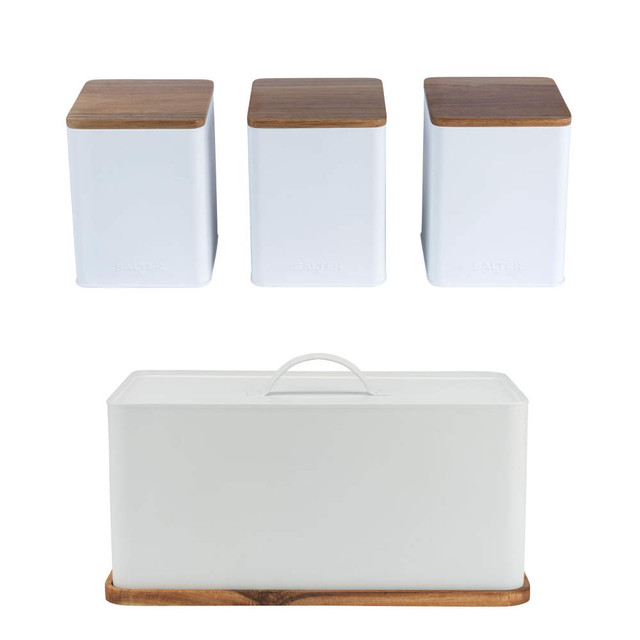 Toronto 4-Piece Canister & Bread Bin Set – White