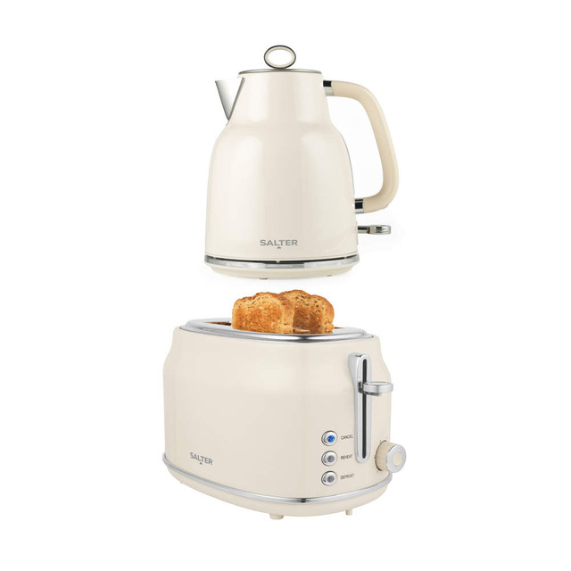 Retro Kettle & 2-Slice Toaster Set – Cream