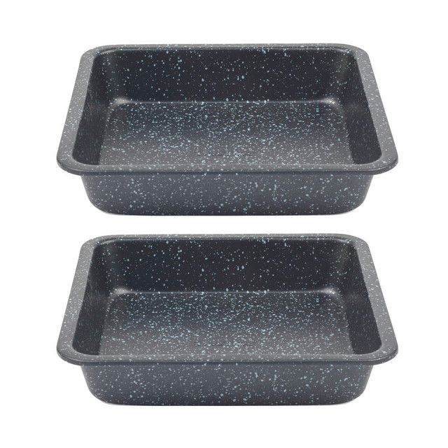 Set of 2 black speckled square roasting tins