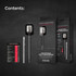 Instant read meat thermometer set with packaging, cooking chart and pen.