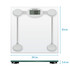 Glass digital bathroom scale, Salter brand, square, 30cm x 30cm, side and top view