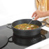 Digital cooking thermometer with white display, shown with 16cm probe and 4cm head measurements