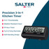 Black digital kitchen timer, front view, Heston Blumenthal Precision by Salter