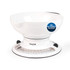 White mechanical kitchen scale with bowl, dial reads up to 800g, no batteries needed.