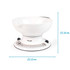 White mechanical kitchen scale with large bowl, Salter brand, 25.6cm wide by 25.4cm tall.