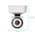 White mechanical kitchen scale with square bowl, black dial, and size markers: 35.5cm tall, 12cm wide.