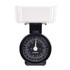 Black mechanical kitchen scale with clear bowl, front view