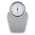 Mechanical bathroom scale with large dial, grey platform, and Salter branding