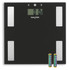 Black digital bathroom scale with Salter logo, showing display and two alkaline batteries.