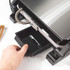 Open Salter black and silver contact grill with non-stick ridged plates, front dial and indicator lights