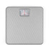 Silver mechanical bathroom scale with textured surface, shown from above.