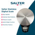 Banner: Salter stainless steel digital kitchen scale with 5kg capacity and add & weigh feature