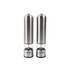 Pair of Salter silver electric salt and pepper grinders with clear middle section.