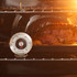 Oven thermometer beside roast meat and potatoes in oven, illustrates cooking temperature.