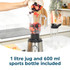 Blender with 1 litre jug and 600 ml sports bottle included