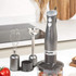 Salter hand blender set in gunmetal with whisk and chopper attachments on kitchen counter