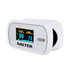 White Salter fingertip pulse oximeter with digital display, showing SpO2 and pulse rate.