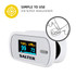 Salter fingertip pulse oximeter, white, showing colour display and single button use
