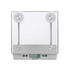 Salter silver digital bathroom scale with large square glass platform on display.