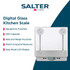 Digital kitchen scale with clear glass platform and large easy-read display