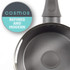 Top view of grey saucepan with handled lid, Cosmos range, refined and modern style.