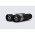 Set of two black electric grinders for salt and pepper, side by side