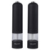 Set of two black electric salt and pepper mills with clear base, Salter brand