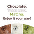 Banner showing blended drinks: chocolate, thick milk, and matcha. Customise your flavour.