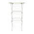 Cream folding clothes airer with three tiers, shown unfolded on white background