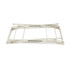 Folded cream metal luggage rack, shown flat for storage or shipping