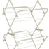 Foldable cream clothes airer with three tiers, shown open from side angle