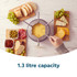 Fondue set with cheese fondue, bread, grapes and cheeses, 1.3 litre capacity