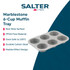 Marblestone grey 6-cup muffin tray, non-stick, oven safe, marble effect design.